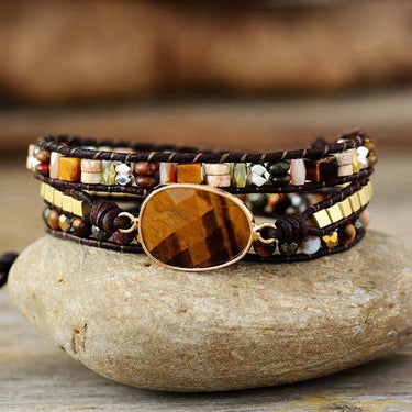 Relief Tiger Eye And Jasper Wrap Bracelet-Your Soul Place